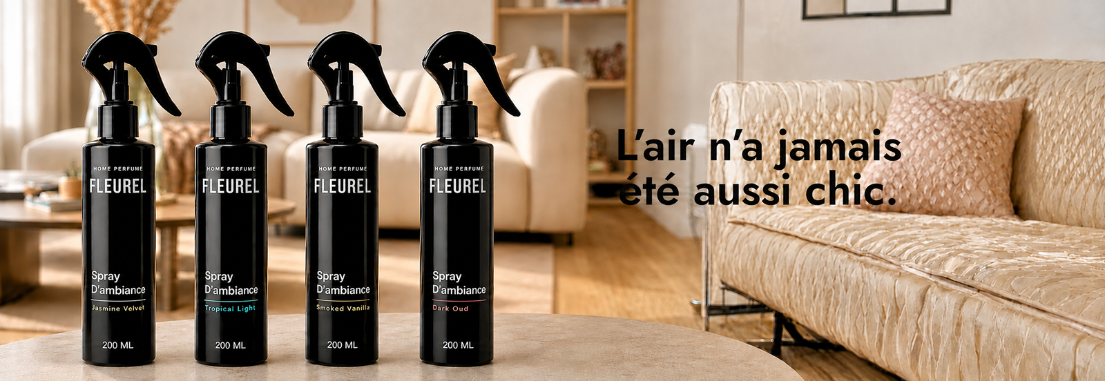 Sprays d’ambiance Fleurel dans un salon